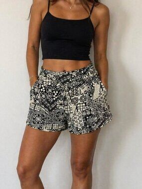 *3 FOR $9* Monteau Los Angeles Flowy Print Pattern High Waisted Tie Belt Shorts